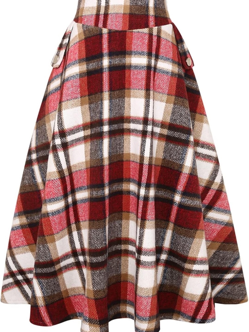 Plaid Red & Brown Circle Skirt